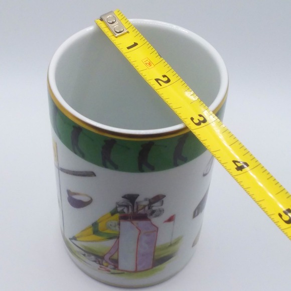 Vista Alegre  Pencil/Pen Holder/Cup Sport Golf Rim 4 3/8" Portugal Dad Gift Rare - Picture 8 of 8